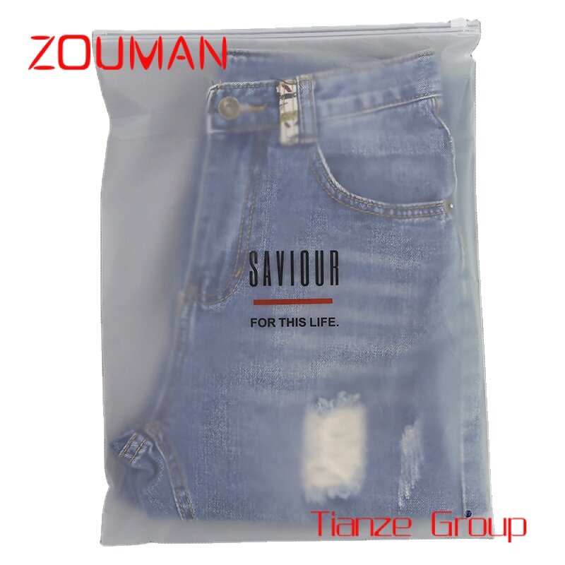 Custom , High quality customised printing resealable clean zip lock plastic bag for packaging clothing