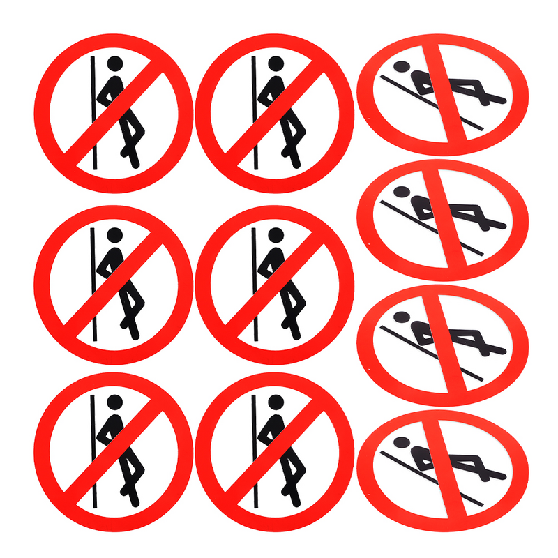 10 Pcs No White Border Safety Signs Stickers Pvc Self-adhesive Peel and Warning