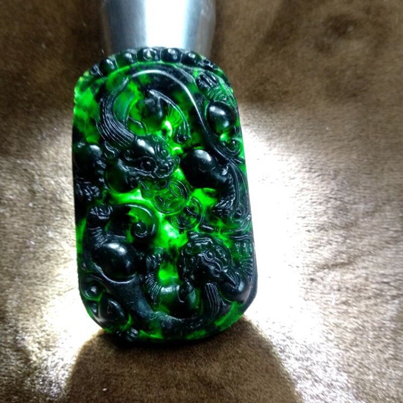 Jade Medicine King Stone Serpentine Jade Pi Xiu colgante, gran oferta, doble Pixiu