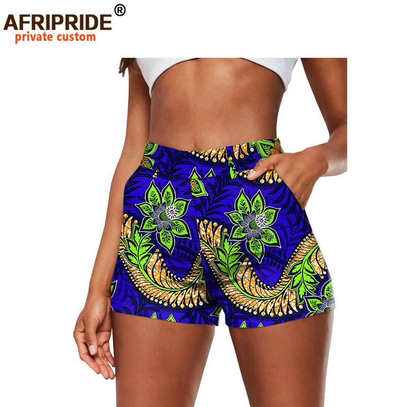 AFRIPRIDE – Short imprimé africain en coton, décontracté, Sexy, taille haute, grande taille, Ankara Dashiki, A2021002