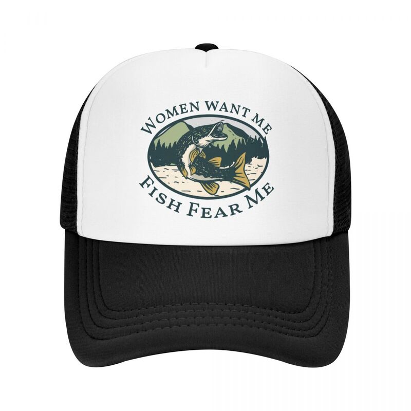 Personalized Women Want Me Fish Fear Me Baseball Cap Women Men Adjustable Fisherman Fishing Trucker Hat Outdoor