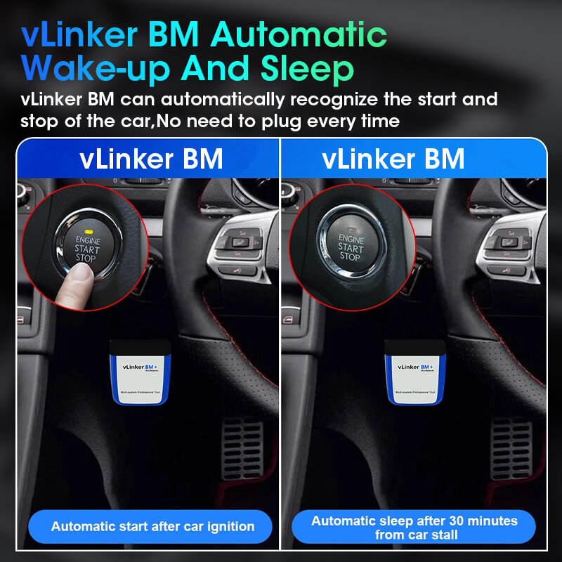 Jmcq vlinker BM + BM สำหรับสแกนเนอร์ BMW BT4.0 ELM327 OBD 2 WiFi เครื่องมือวินิจฉัยรถยนต์ OBD2 ELM 327 ODB2อัตโนมัติสำหรับ BMW