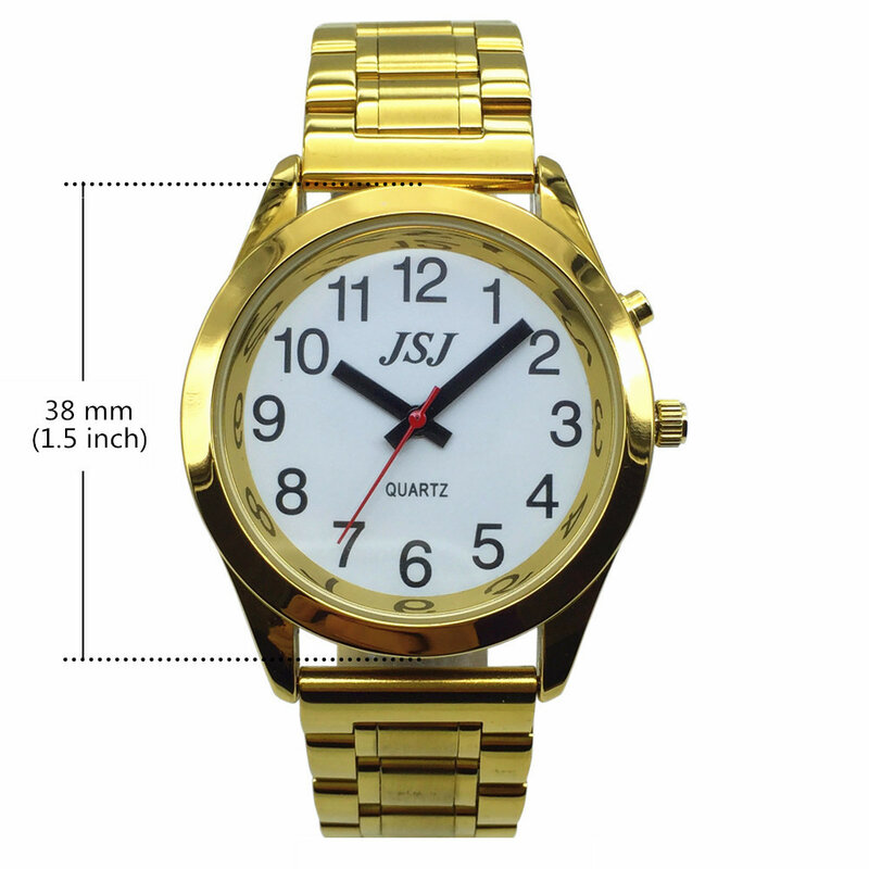 Franse Praten Horloge Met Alarm, Praten Datum En Tijd, Witte Wijzerplaat, Uitbreiden Armband TAF-702