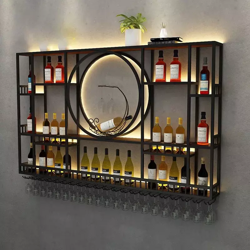 Wall Mount Display Wine Racks Kitchen Modern Luxury Gold Wine Rack Display