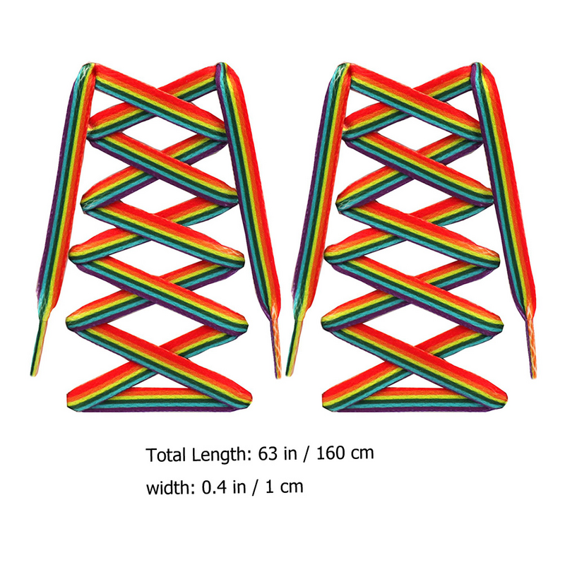 1 Pair Flat Colourful Shoelace Flat Trainer Shoe Laces Replacement Laces Rainbow Shoelace for Adults or Kids Shoelaces