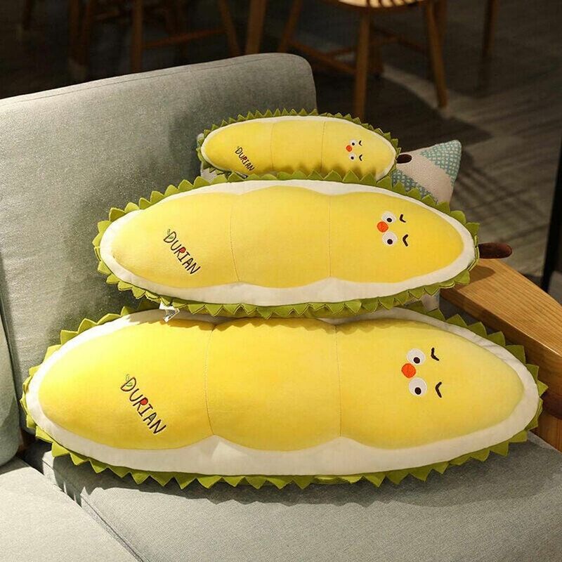 Durian-juguete de peluche de pollito amarillo para niños y niñas, lindo relleno de fruta, almohada larga de plumón de algodón, comida divertida, regalos