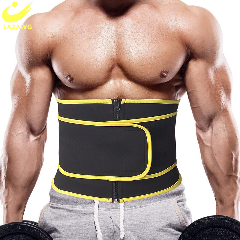 LAZAWG New Men Belt Neoprene Man Shaper Male Waist Trainer Corset Body Modeling Belt Tummy Slimming Strap Fitness Sports Belts