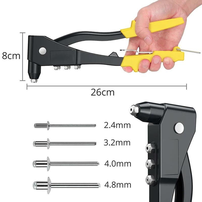 Heavy Duty Hand Riveter Kit, Profissional Resistente Ferramenta Rebite Eficiente, Railway Duct Trabalho, Metal Couro Automotivo, fácil de usar