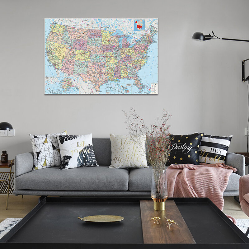 白地の不織布の地図,壁の装飾のポスターとプリント,事務用品,家の装飾,84*59cm