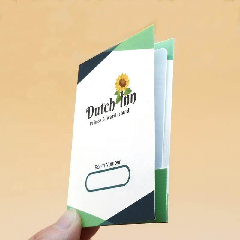 Impressão personalizada do cartão chave do hotel, Envelope grosso papel titular do cartão para acolher os hóspedes, apto para o cartão do quarto padrão