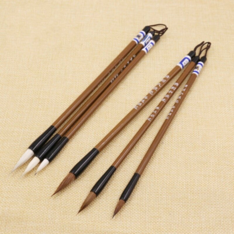 3 Stuks Set Traditionele Chinese Bamboe Schrijfborstel Dip Pen Kantoor School Voor Kalligrafie Praktijk Penhouder Schilderij Benodigdheden