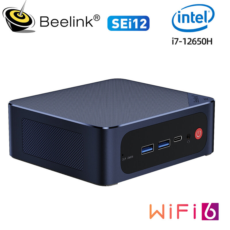 Beelink Sei 12 Intel 12th i7-12650H คอมพิวเตอร์ขนาดเล็ก16GB DDR4 500GB NVMe SSD 1000M Sei10 1035G7 SEi12เดสก์ท็อป12450H คีย์บอร์ดเกม