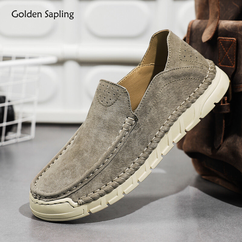 Golden Sapling-Chaussures décontractées pour hommes, mocassins rétro, chaussures de conduite plates, mocassins confortables, chaussures d'affaires de loisirs, mode