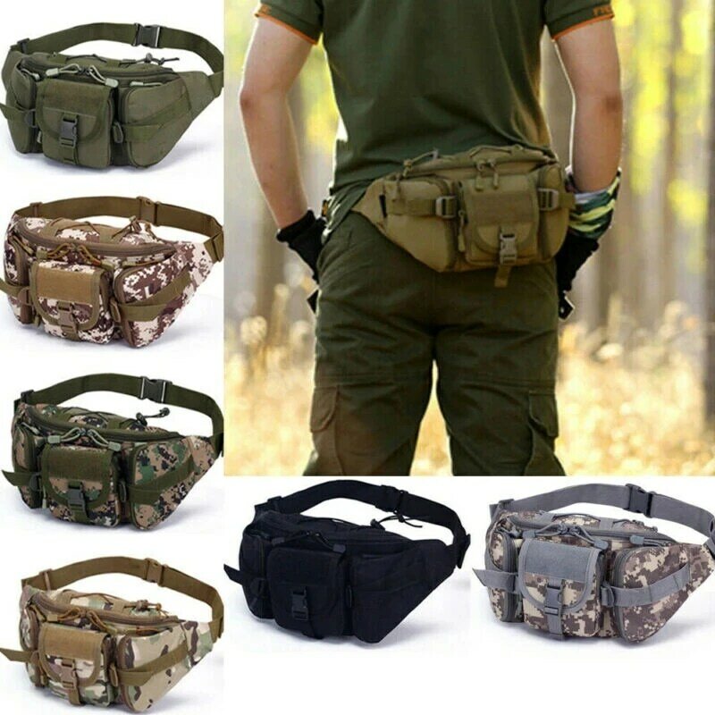 Multifuncional montanha camuflagem cintura saco para homens, tático ao ar livre caminhadas peito saco impermeável telefone de nylon, saco militar