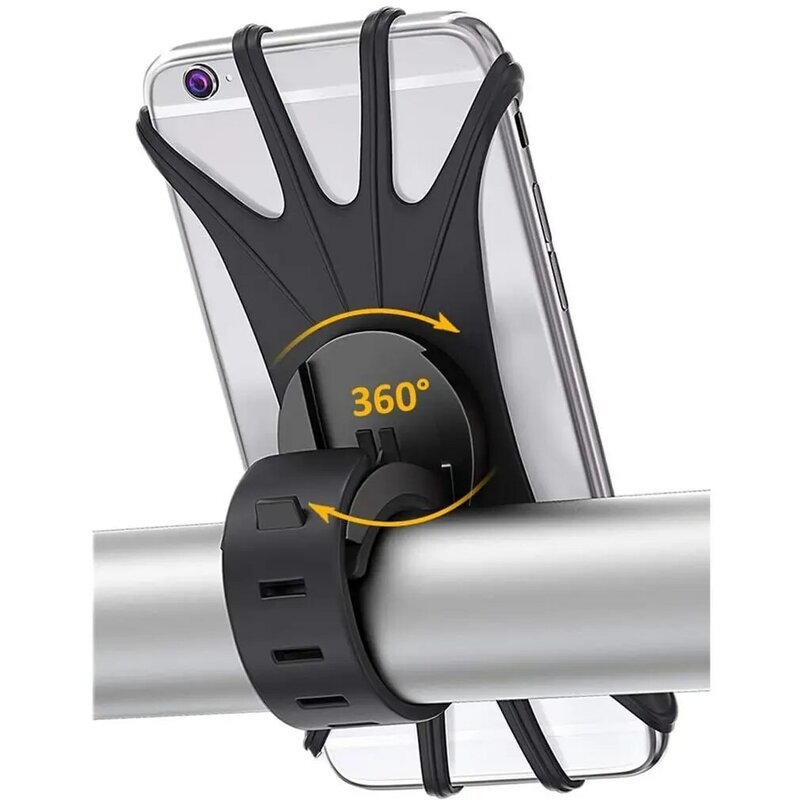 Suporte do telefone móvel do silicone para bicicleta, suporte de navegação do guiador da motocicleta, rotação universal de 360 °, 4.0 in-6.0 in
