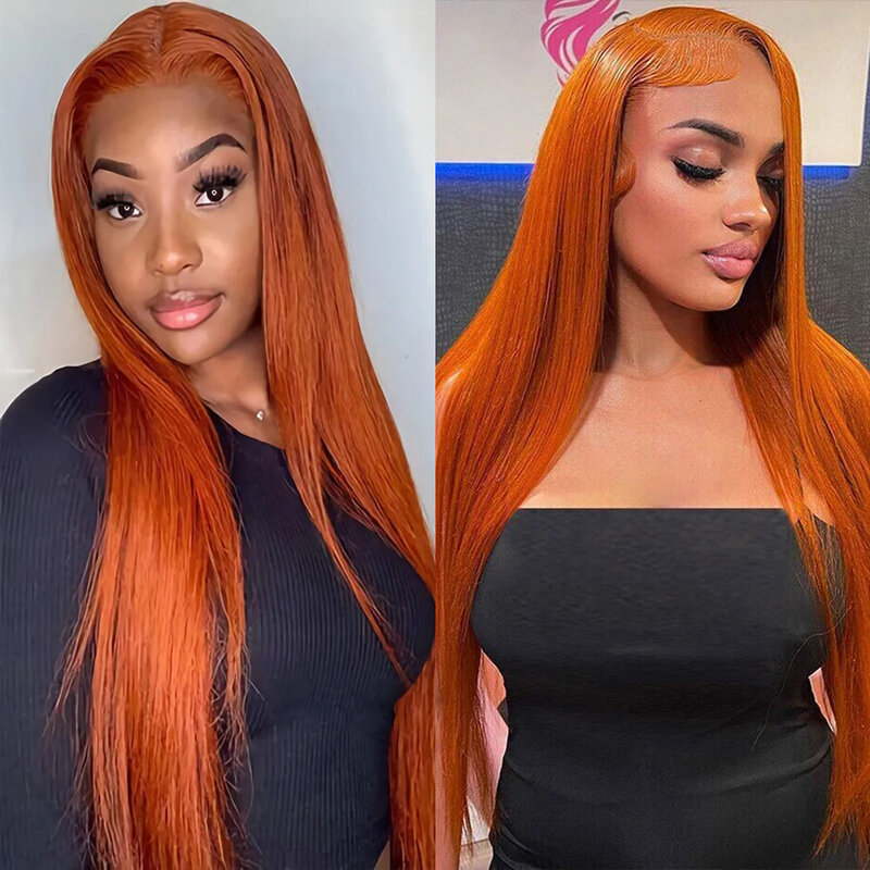 Lumiere Hair Ginger Orange 13x4 Straight Lace Frontal Wig 4x4 Lace Closure Wigs For Women 180 Density 30 Inch Lace Front Wig