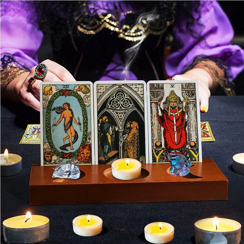 Madeira Tarot Card Holder Stand, Adivinhação Stand, Meditação Decoração, Witchy Acessórios, Mini Santuário Altar