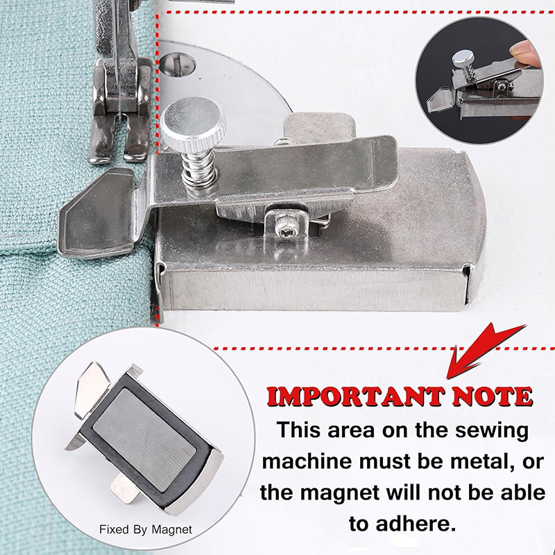Multi-Funcional Magnetic Seam Guide, Magnet Gauge, Edge Locator, Universal Sewing Machine Hem Guide, Acessórios de costura