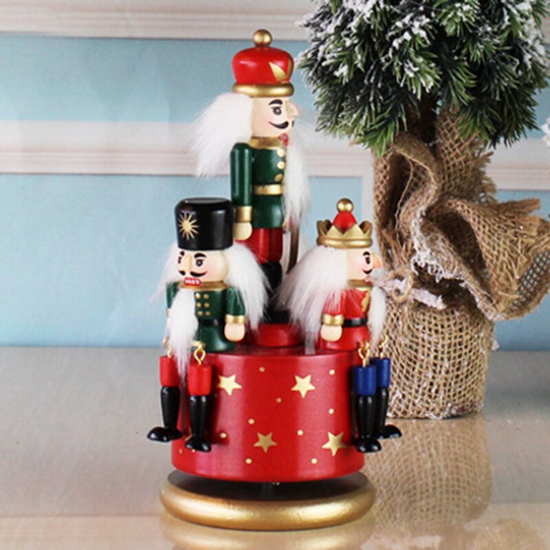 Nussknacker Kinder Geburtstag nach Hause Weihnachten Dekoration Spieluhr DIY Holz Nussknacker Spielzeug Handwerk Spieluhr Weihnachten Geschenkset
