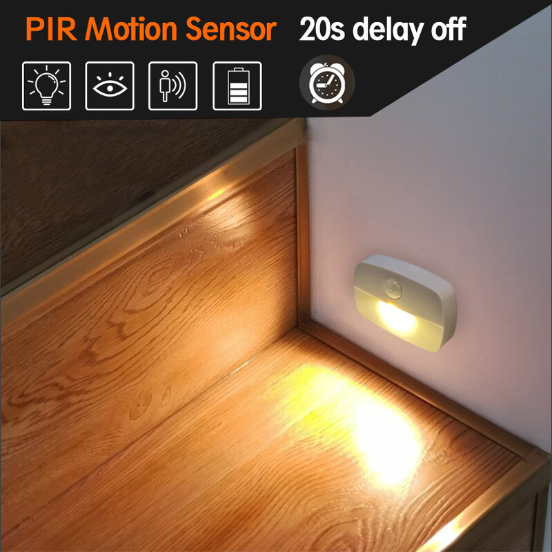 PIR Motion Sensor Human Body Sensing Light Bedroom Aisle Wardrobe Led Infrared Night Light Indoor Outdoor Stair Steps Wall Lamp