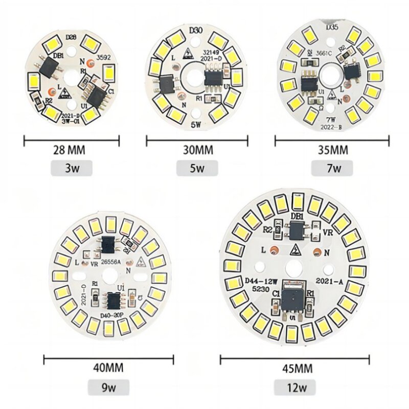 YzzKoo LED Bulb Patch Lamp SMD Plate Circular Module Light Source Plate For Bulb Light AC 220V Led Downlight Chip Spotlight LED