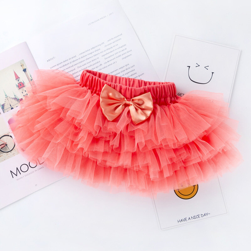 Niemowlęta dziewczynki tiulowe Tutu Bloomers niemowlę nowonarodzona księżniczka sukienka krótka tęczowa dziecięca bąbelkowa plisowana spódnica ubrania Kawaii włochata spódnica