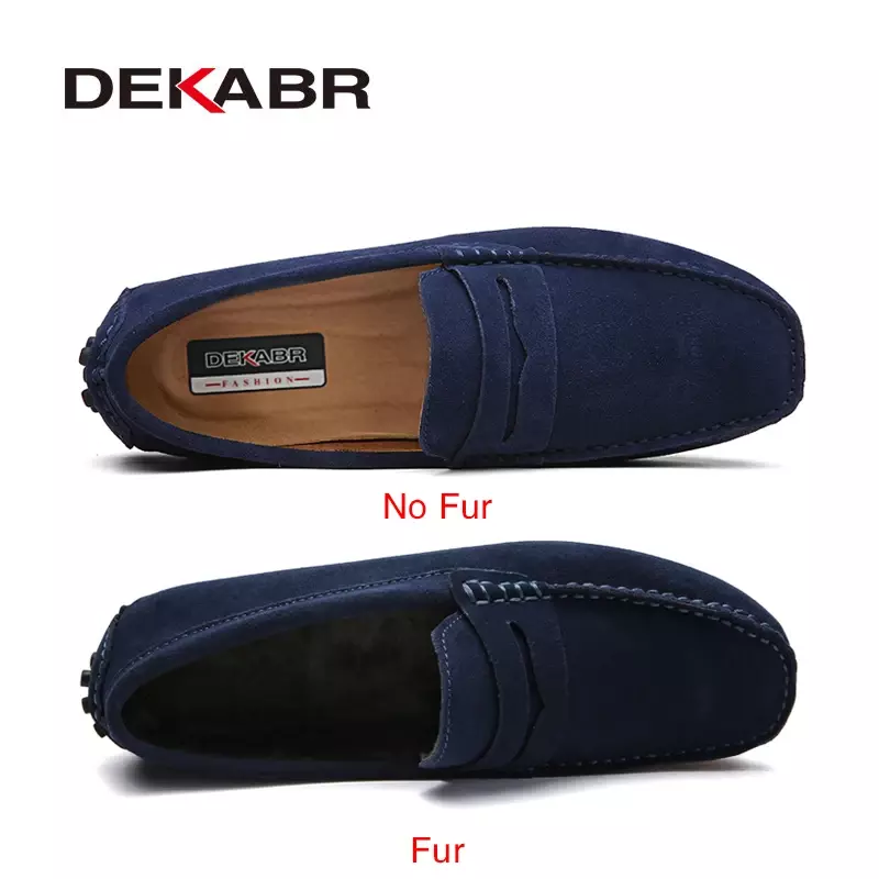 DEKABR-Mocasines de piel auténtica para hombre, zapatos masculinos informales, de moda para hombre, de suela plana, sin cordones, adecuados para conducir, talla 49