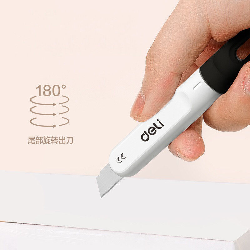 Deli Mini Utility Knife Creative Rotate Small Box Cutter SK5 Blade DIY Art Retractable  pocket couteau Household Stationery Tool
