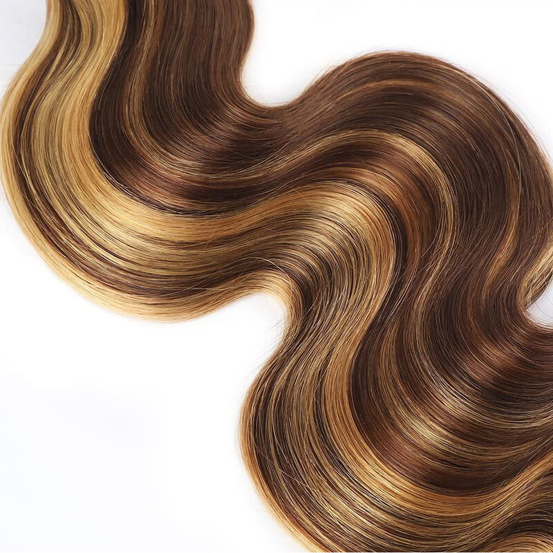 Linhua Highlight Body Wave Human Hair Bundles 8 to 30 Inch 1 3 4 Bundle Highlight Ombre Brown Honey Blonde Human Hair Weave Weft