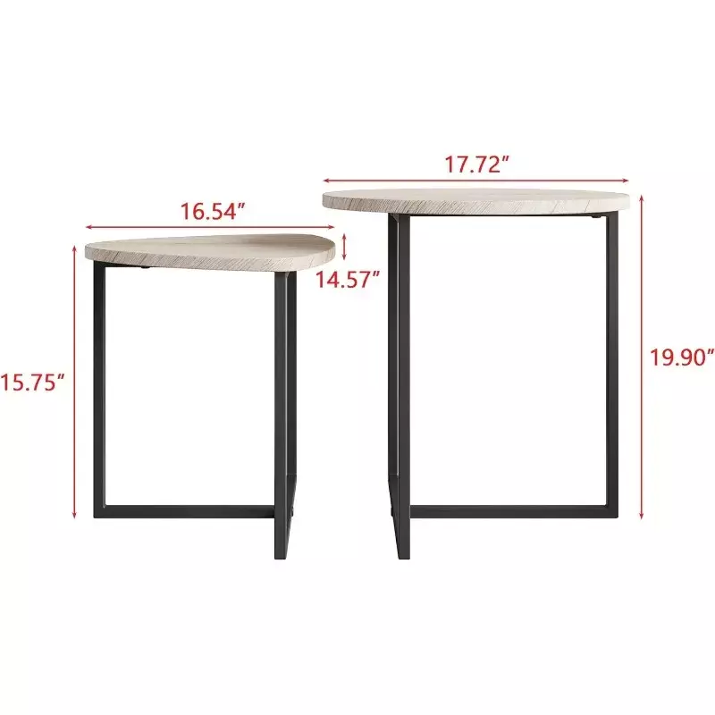HOJINLINERO tavolino rotondo Set di 2 tavolini per soggiorno, tavolino da salotto, montaggio robusto e facile