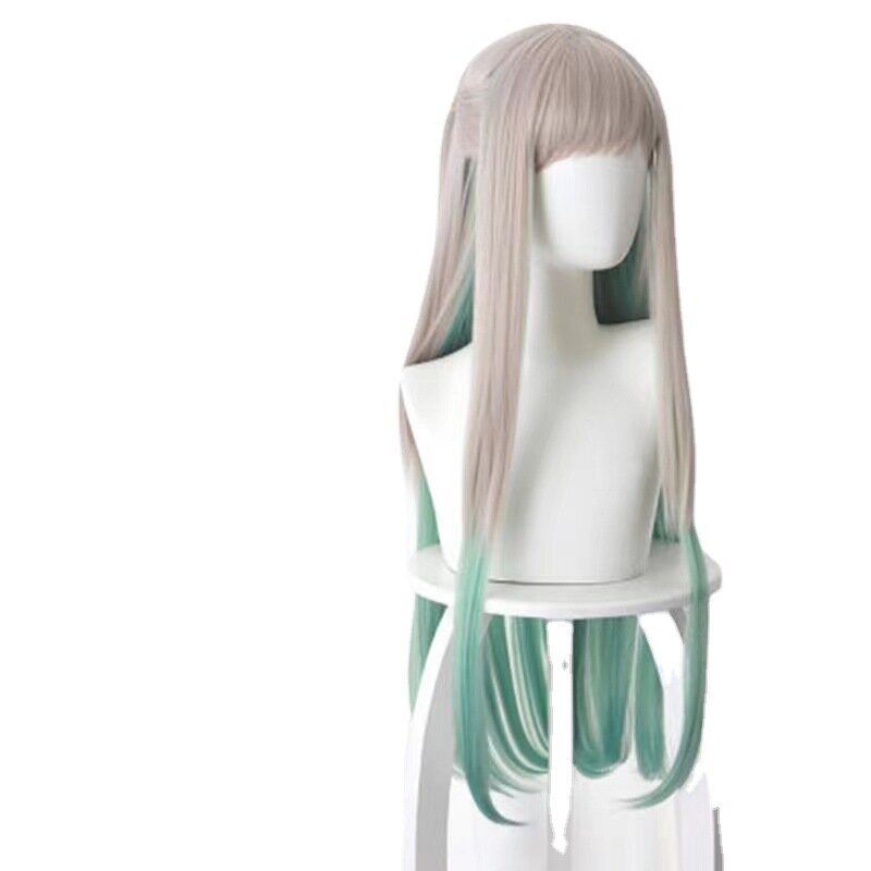 Huazijun-Peluca de Anime juvenil, pelo largo verde degradado, color gris y plateado, novedad, 2024