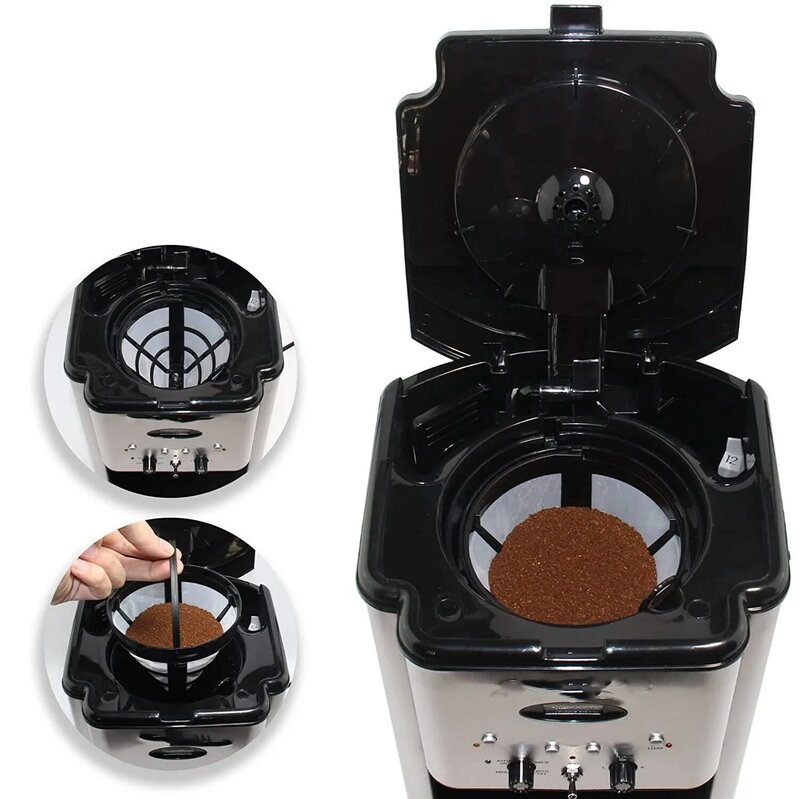 Filtro de cesta de cafetera reutilizable para Cuisinart, filtros Ninja, se adapta a la mayoría de las máquinas de café por goteo, cesta de 8 a 12 tazas, n. ° 4, paquete de 2