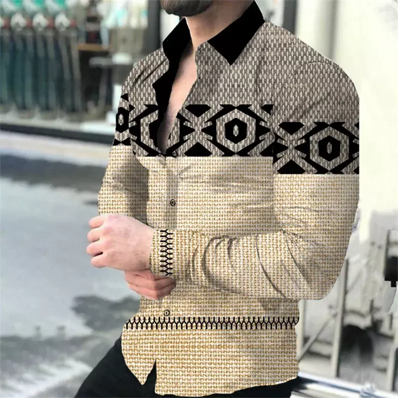 Modny męski kombinezon z długimi rękawami retro koszula z klapą wysokiej jakości materiał miękki wygodny zdrowy na zewnątrz wysoko-wysokiej jakości 2023 nowy