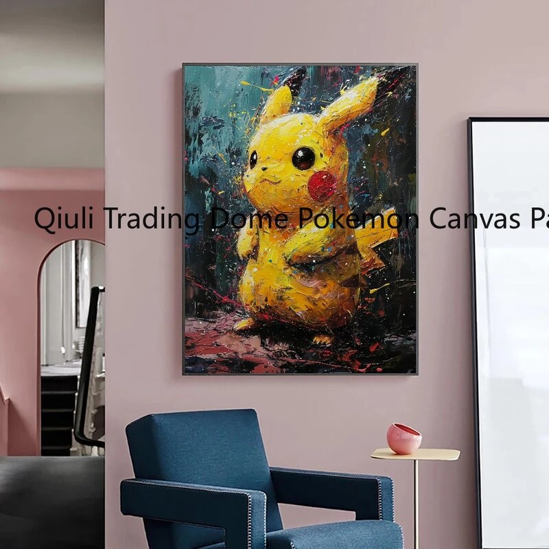 Lukisan kanvas gambar HD Poster grafiti Pikachu, karakter Anime Pokemon, lukisan kanvas cetak HD rumah kreatif, kamar tidur, dekorasi dinding seni, hadiah lukisan