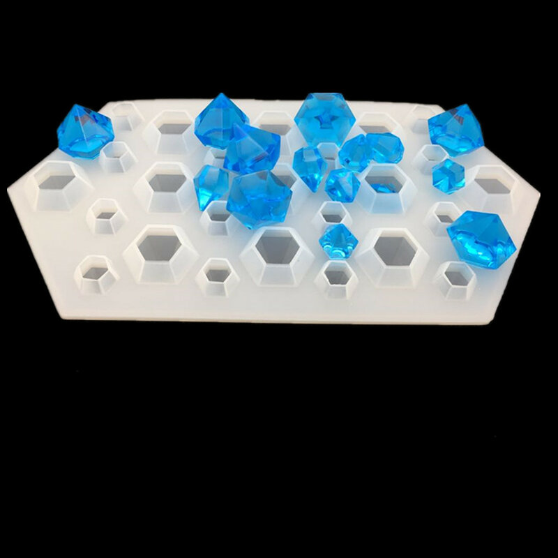 DIY Cristal Epoxy Silicone Mold, Grande e Pequeno Diamante Pingente, Jóias Moldes para Resina Colar e Brincos
