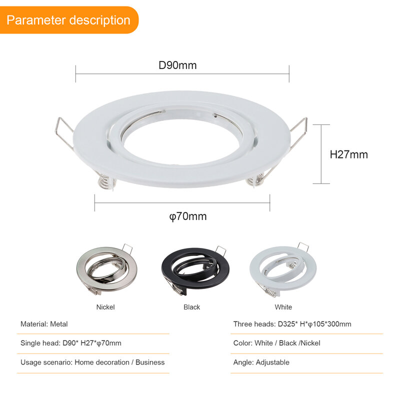 10pcs/lot Ceiling Trim Rings Halogen Bulb LED Recessed Ceiling Round  GU10 MR16 Fitting Fixture for Home Illumination