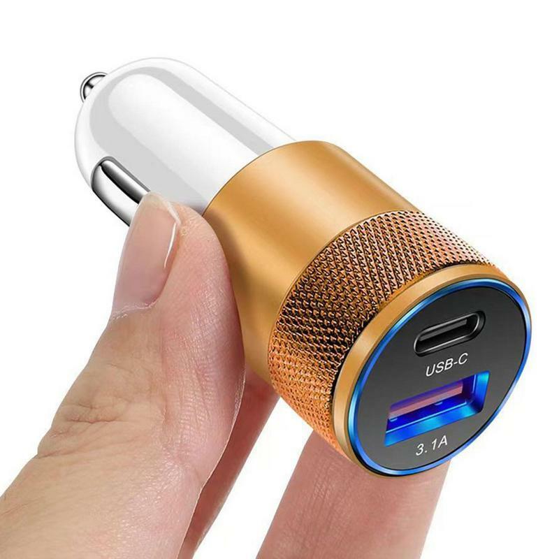 3.1A USB+PD Mini Car Charger Lighter Fast Charging car Adapters Metal Car Cell for Laptop Computer Charger Vehicle accessories