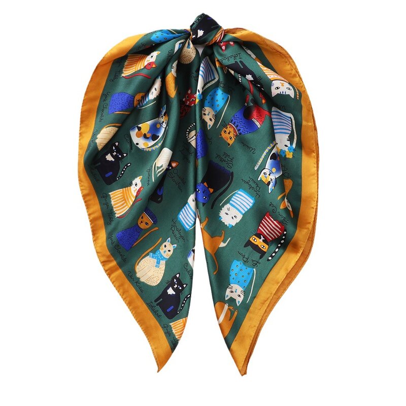 Luxus druck Seide quadratischen Schal Frauen Frühling Hals Krawatte Schal Wraps weibliche 70cm Haar Hand Handgelenk Kopftuch Hijab Bandana