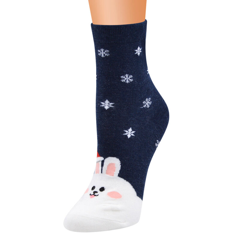 Новые зимние жаккардовые дизайнерские рождественские женские носки средней длины для поглощения пота и дышащих Хлопковых Носков Санта Клауса
