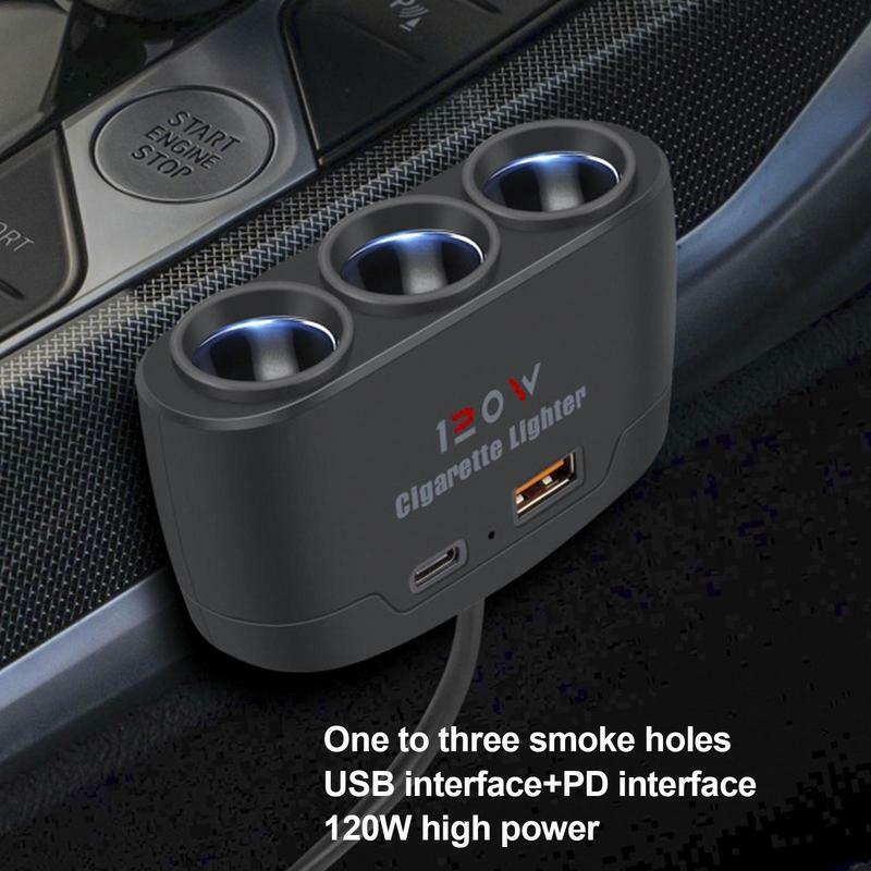 Cigarros isqueiro plug divisor adaptador, carregador de carro, carregador rápido USB, multi porta