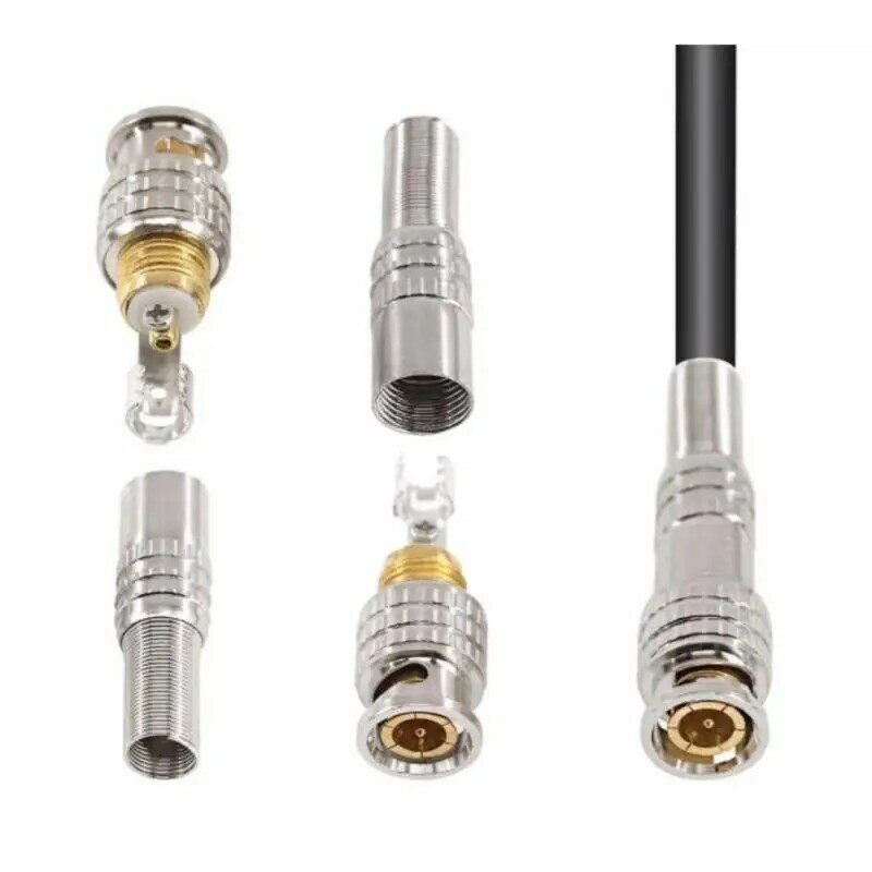 BNC Male Solderless BNC Connector For Security Cctv Camera System Accessories Coax CAT5 Video Adapter Solderless BNC Connector
