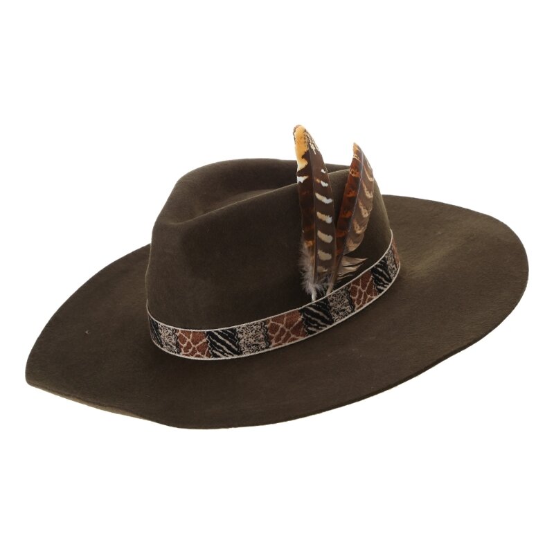 Chapeau Fedora Cowboy en laine pour hommes, chapeau spectacle sur scène pour adultes, casquette fête à thème, jeu