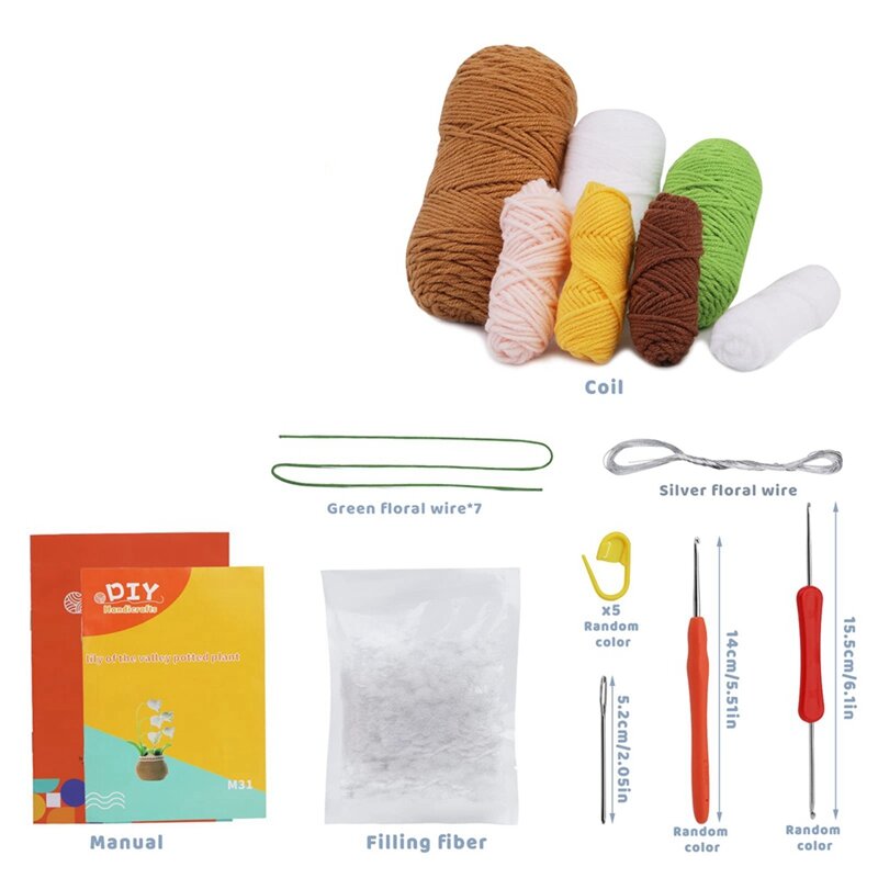 Kits de crochê para iniciantes, Crochet Kit como mostrado, Acrílico com vídeo tutorial passo-a-passo, Flor