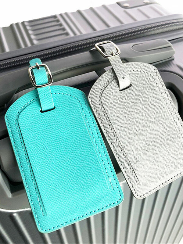 Étiquette de bagage en cuir PU, pendentif de valise, porte-adresse d'identification de nom, accessoires de voyage portables, 1PC