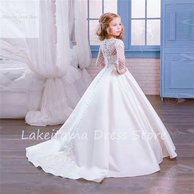 Простые Платья с цветочным рисунком для девочек, свадебное платье для девочек, детское вечернее платье принцессы с бантом