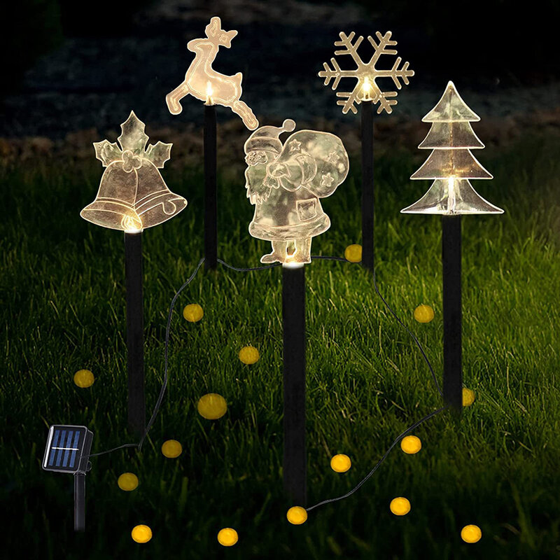 Уличные водонепроницаемые фонари на солнечной батарее, колышки, рождественские украшения для двора, патио, сада, дорожек, крыльца