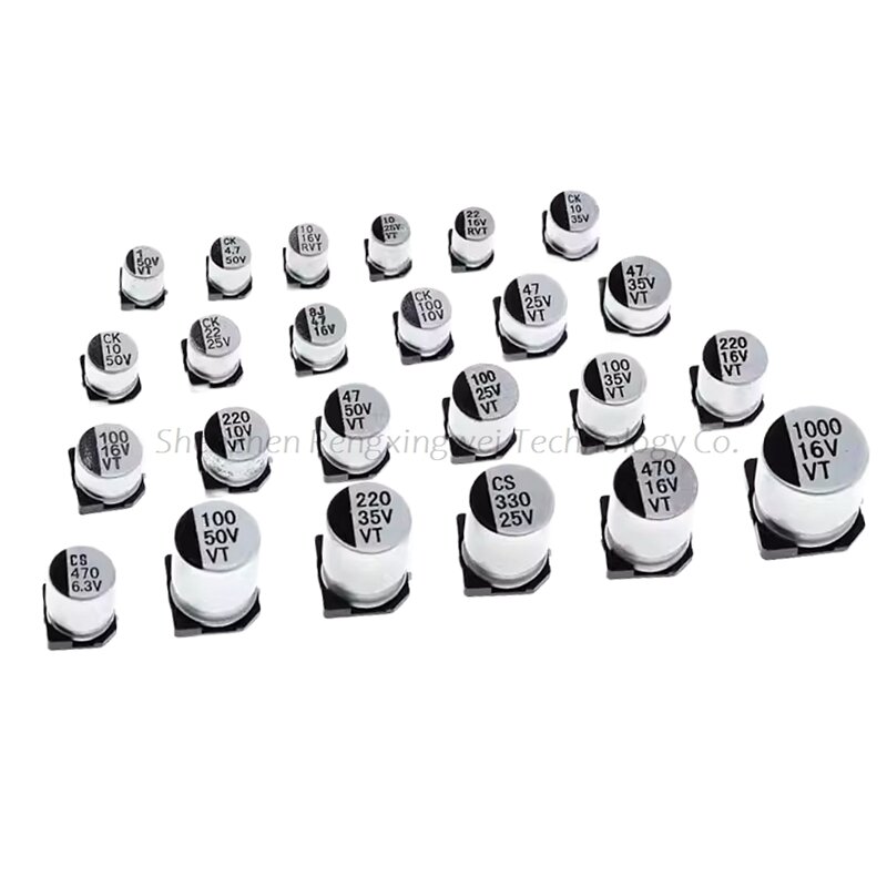 Condensador electrolítico de aluminio, Parche de 100 piezas, 5x5,4, 5x5,4, 10V, 16V, 25V, 35V, 50V, 100V, 2,2 UF, 4,7 UF, 10UF, 22UF, 33UF, 47UF, 100UF