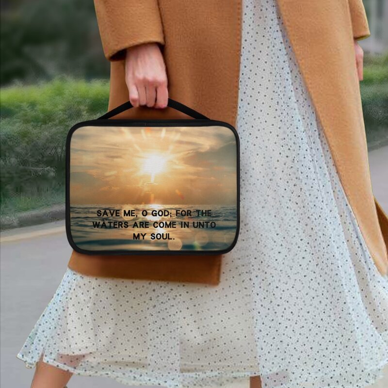 Bolsa de armazenamento protetora para mulheres, zíper e alça, capa personalizada Bíblia Imprimir Carry Bag, ajuste água do mar sol Praticidade