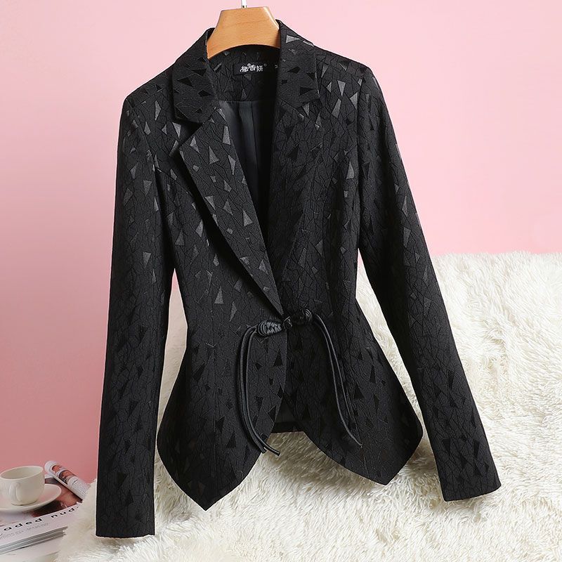 Fato curto slim fit de manga comprida feminino, jaqueta monocromática elegante, temperamento de botão, moda versátil, nova, outono e inverno