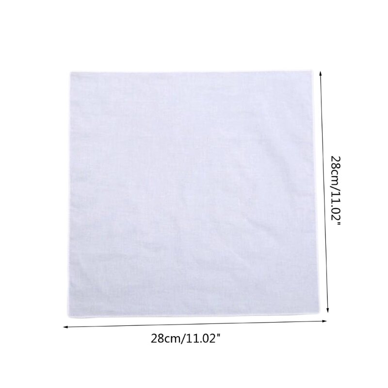 652F White Color Handkerchief for Woman Embroidery Tie-dye Man Pocket Handkerchief